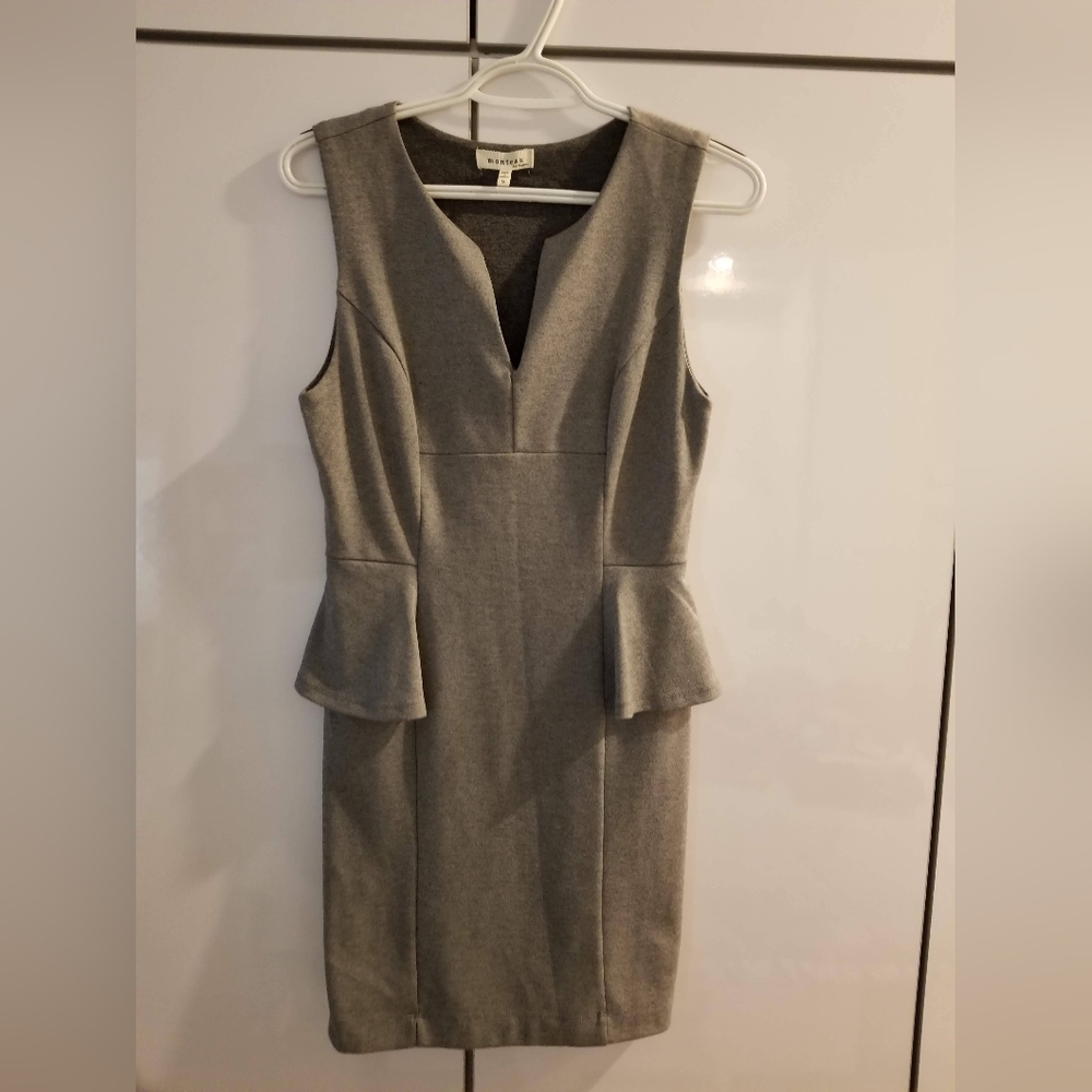 Monteau Peplum Gray Dress
